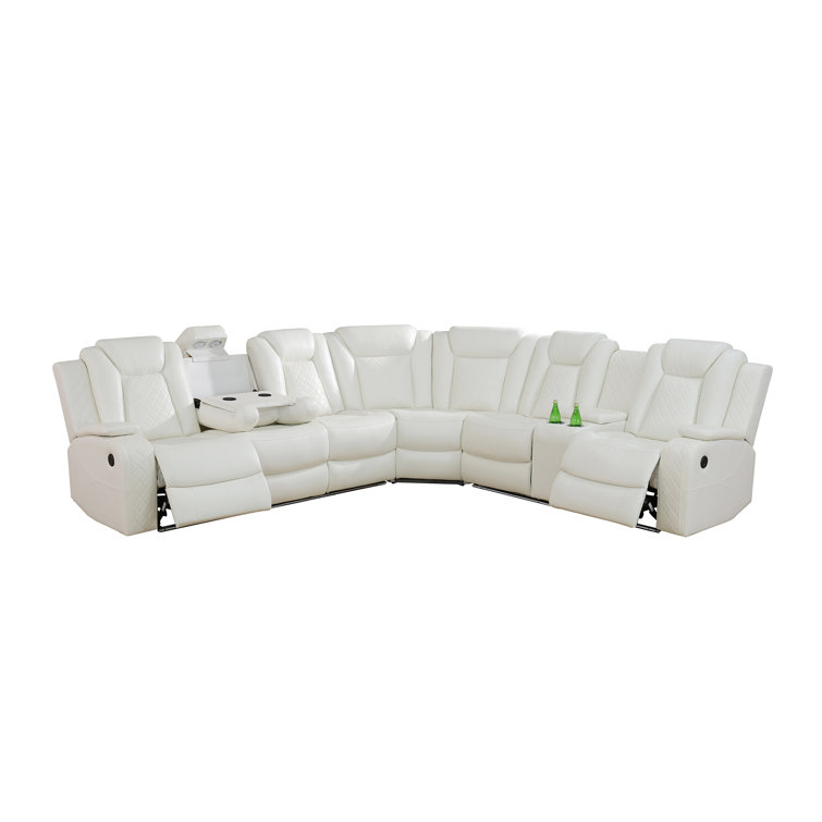 Wrought Studio White Breathing Leather 3Piece Living Room
